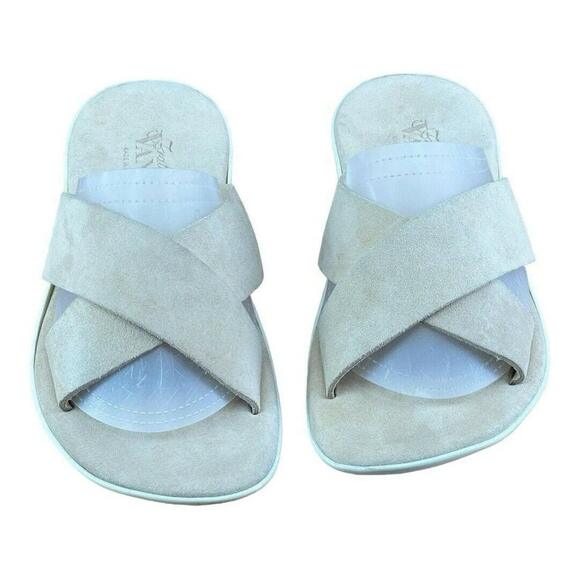 FRATELLI VANNI Slide Sandals Men  size 8.5-9 suede  beige